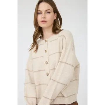 Thin Stripe Round Neck Button Down