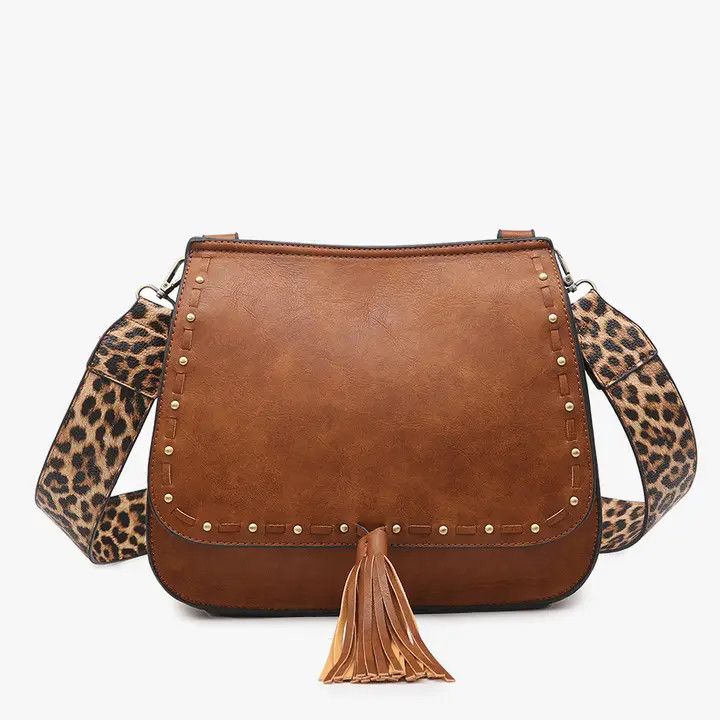 M1970 Bailey Crossbody with Print Contrast Strap - BROWN