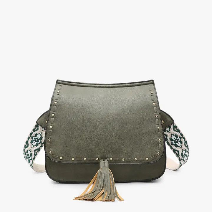 M1970 Bailey Crossbody with Print Contrast Strap - GREEN