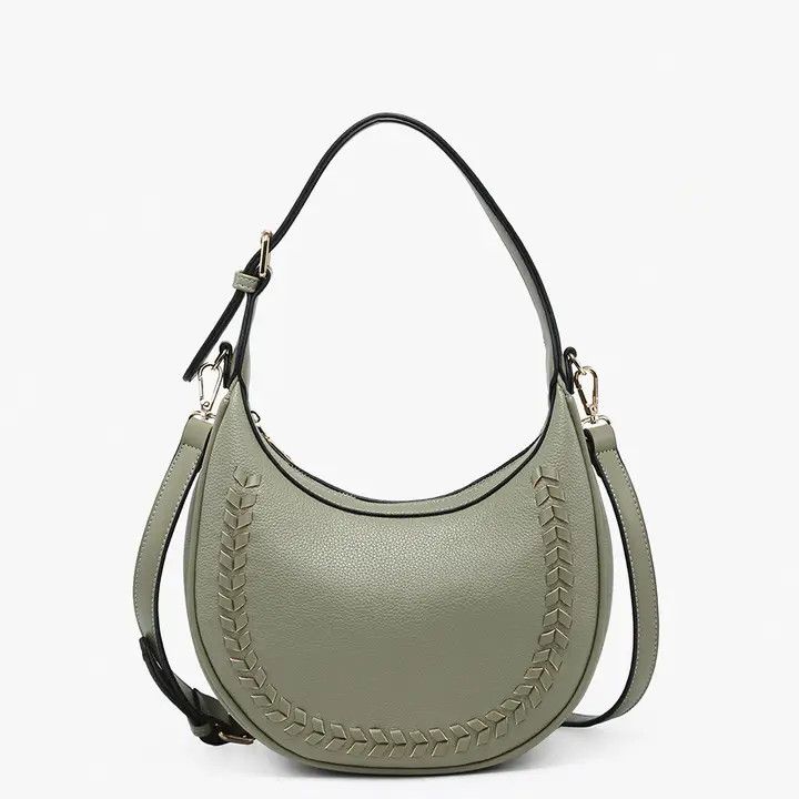 M2614 Tristan Shaped Whipstitch Shoulder Bag/Satchel - GREEN