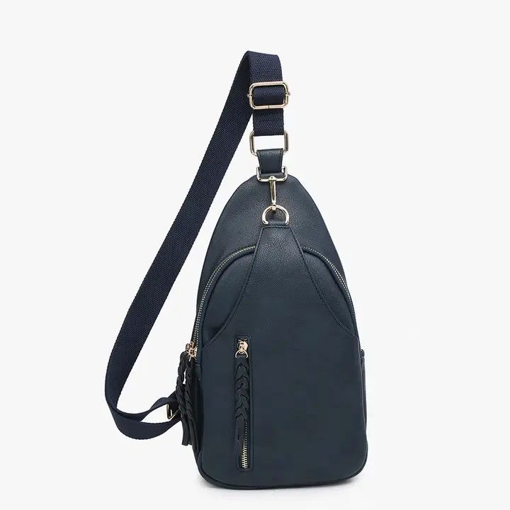 M2342 Nikki Dual Compartment Crossbody Sling Bag - NAVY