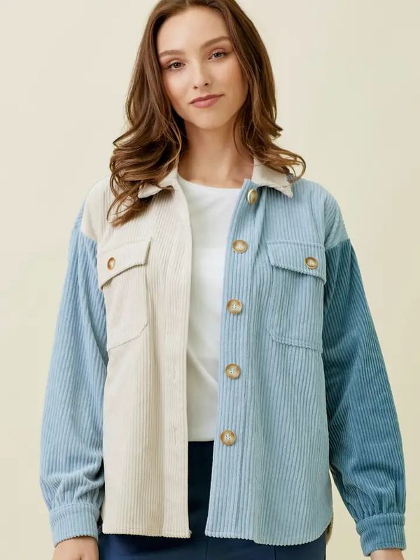 60214 Color Block Corduroy Shacket