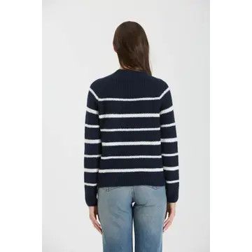  Stripe High Neck Knit Pullover Sweater