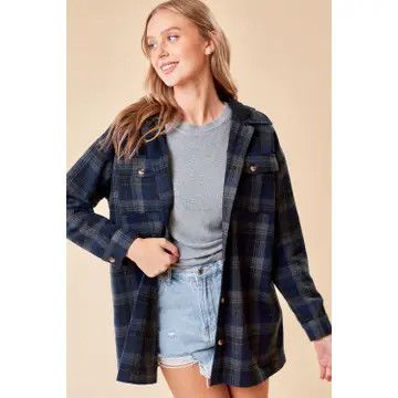 Hooded Plaid Jacket - 10429J