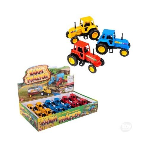 3.75" Diecast Pull Back Farm Tractors