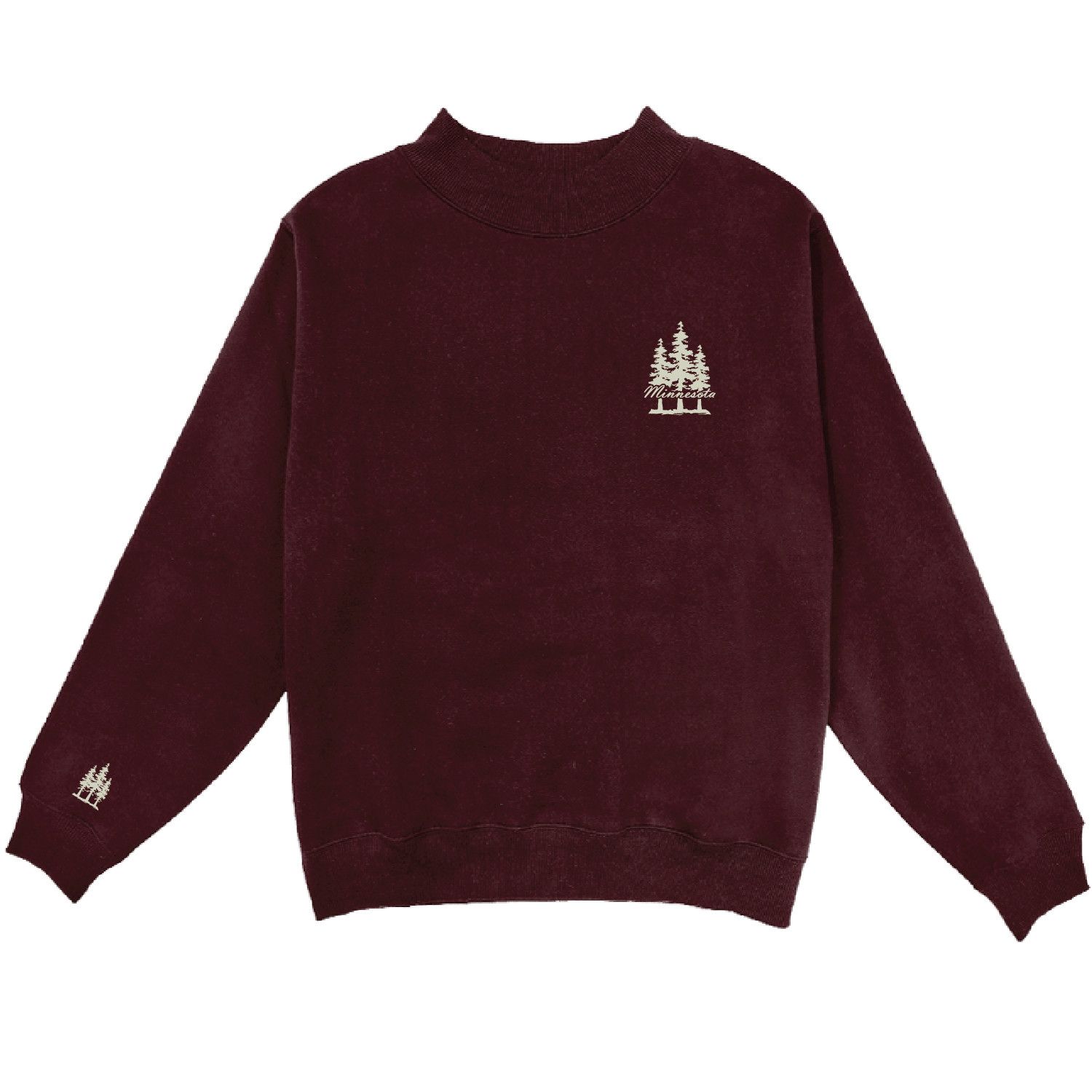 Minnesota Vittany Pines Embroidered Mock Neck - Maroon
