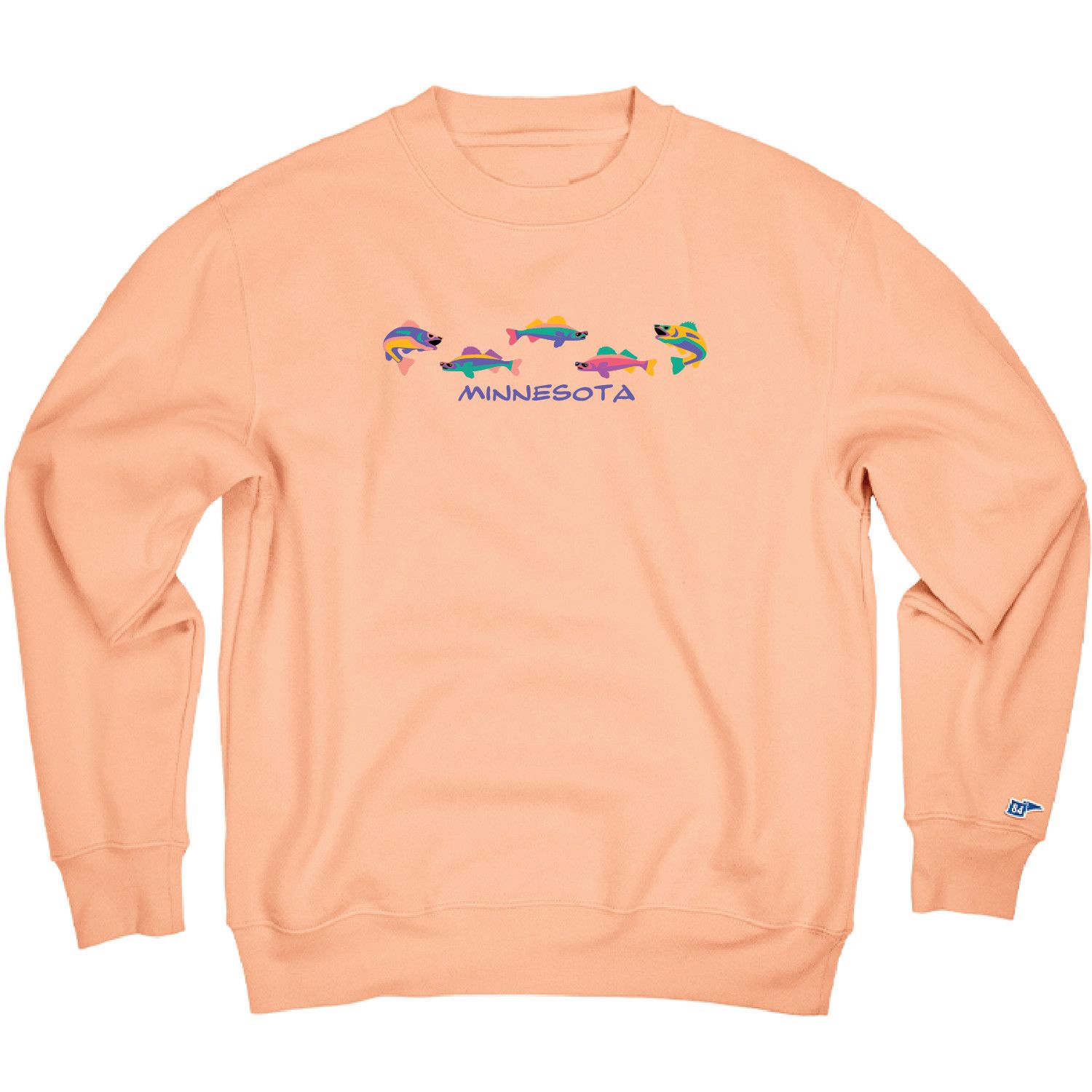 Minnesota Cool School Walleye Embroidered Crewneck - Pale Peach