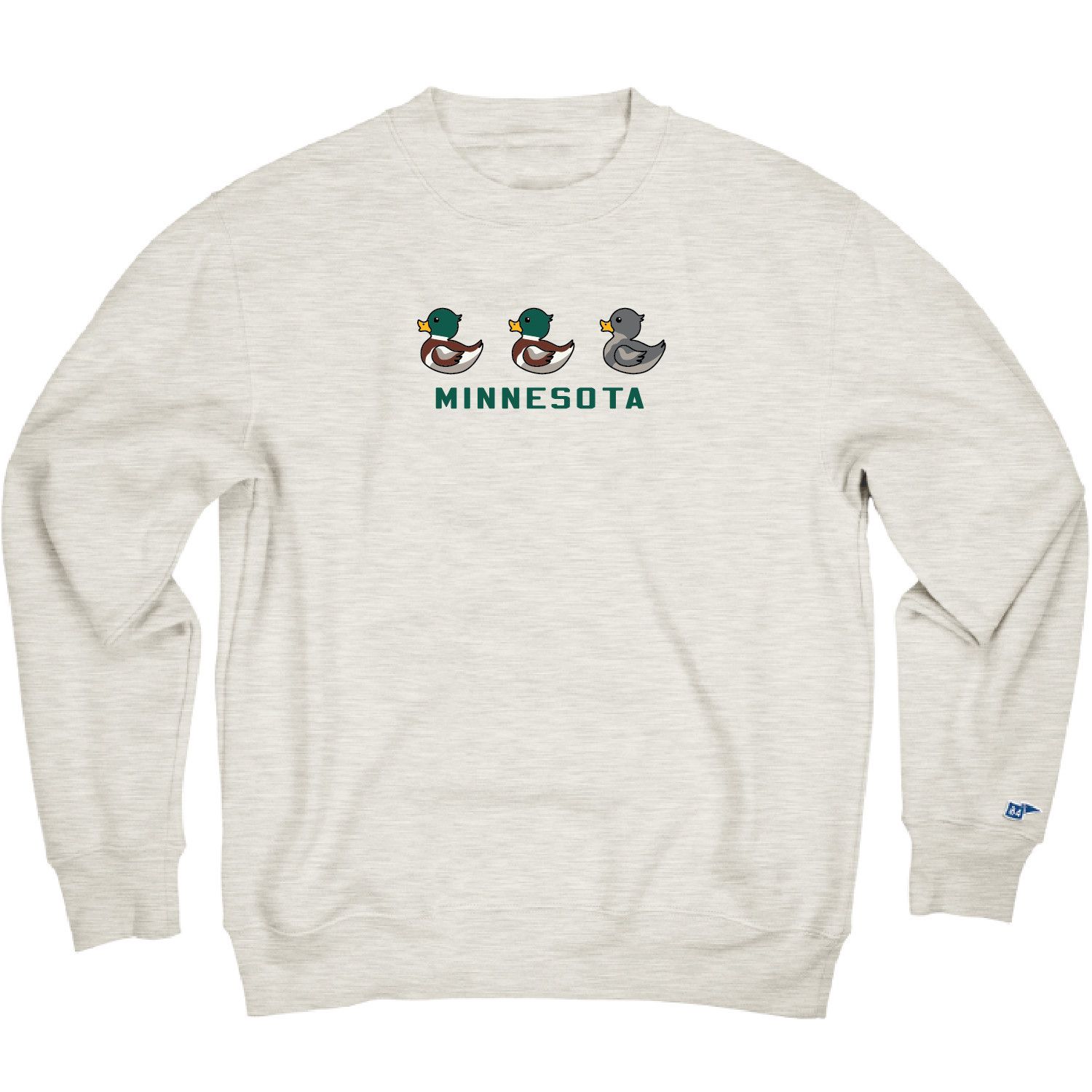 Minnesota Mallard Grey Duck Embroidered Crewneck - Oatmeal