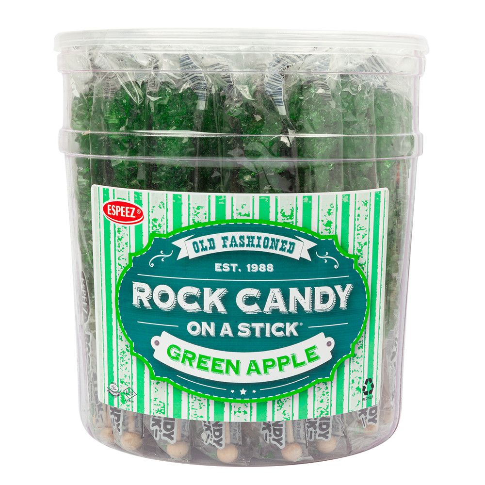 Rock Candy Sticks Green Apple, 0.8oz, Tub