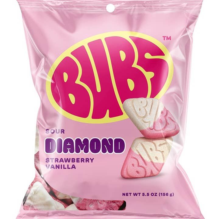 Bubs Sour Diamond Strawberry Vanilla 5.5oz Bag
