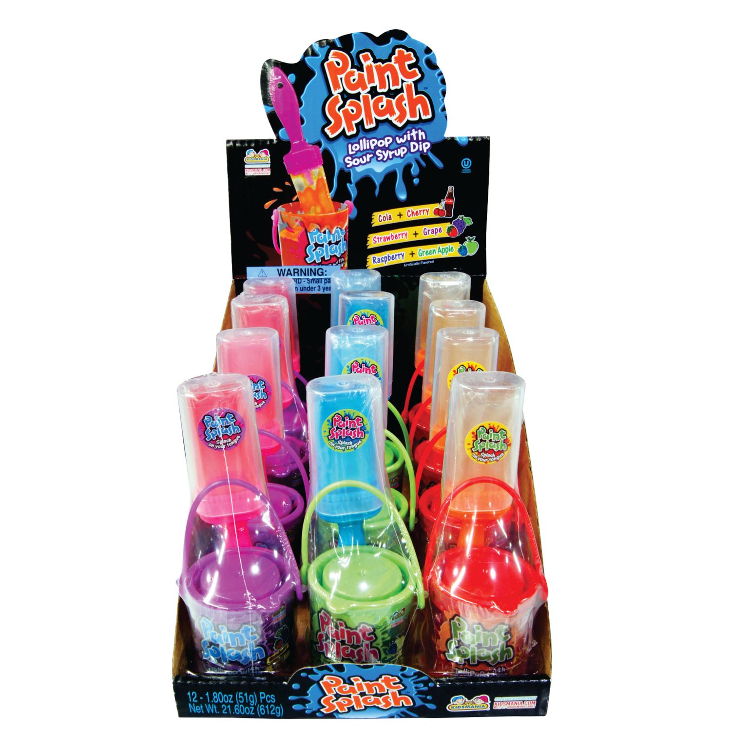 Kidsmania Paint Splash, Lollipop w/Sour Syrup Dip