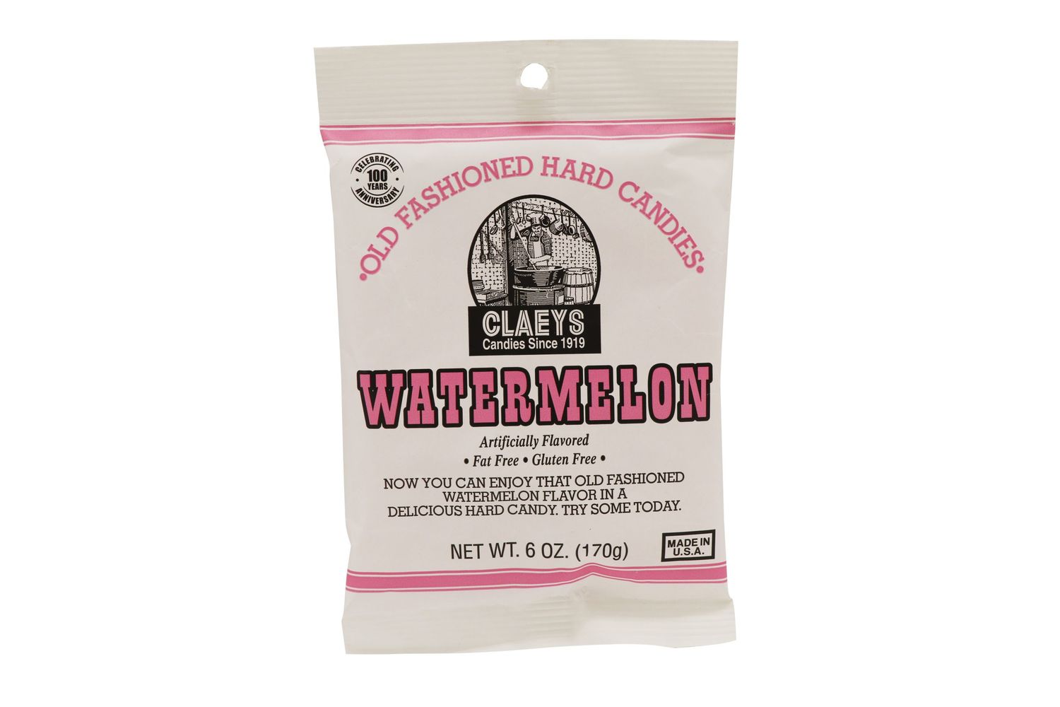 Claeys Old Fashioned Hard Candy Watermelon Drops 6oz Bag, 3594 Display
