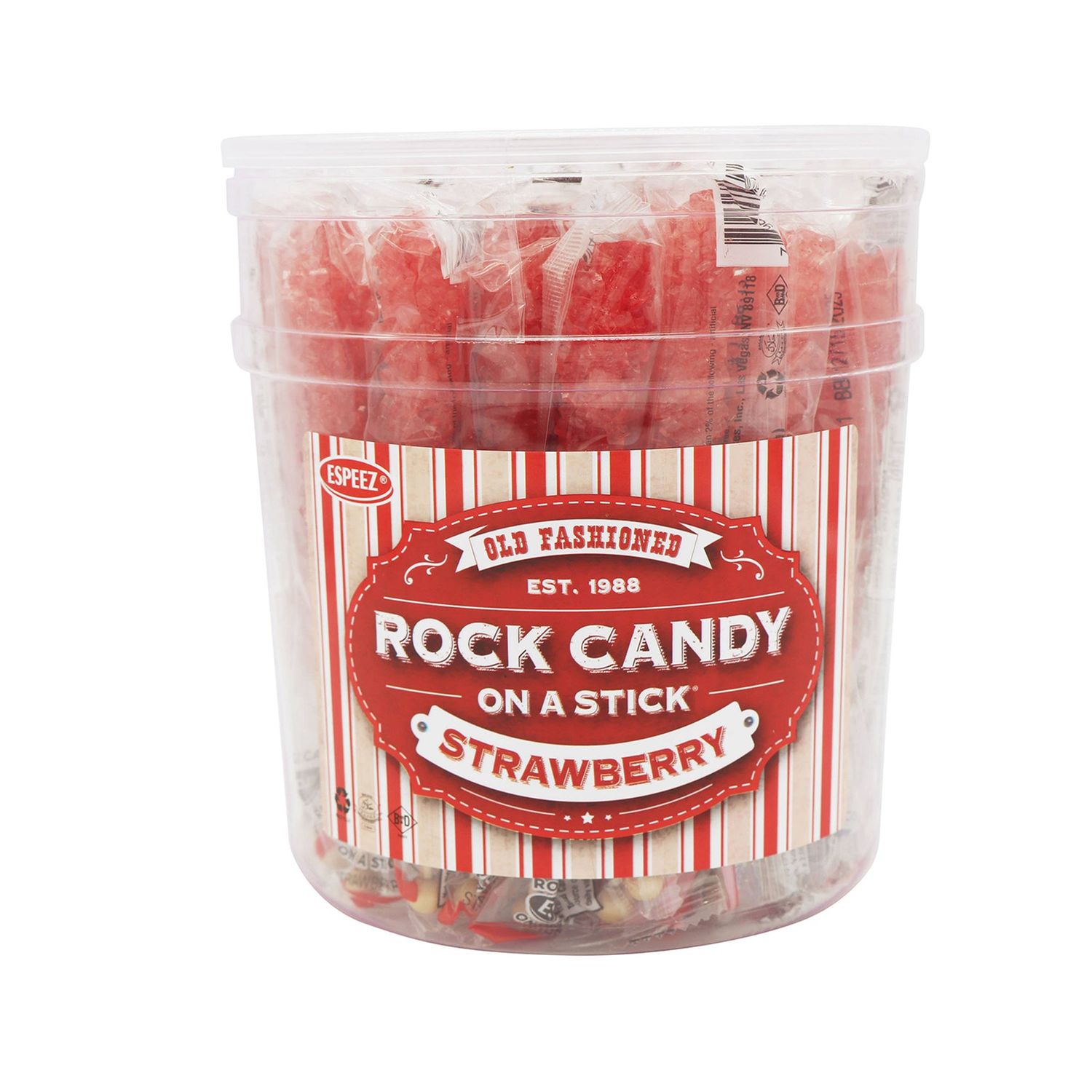 Rock Candy Sticks Strawberry, 0.8oz, Tub