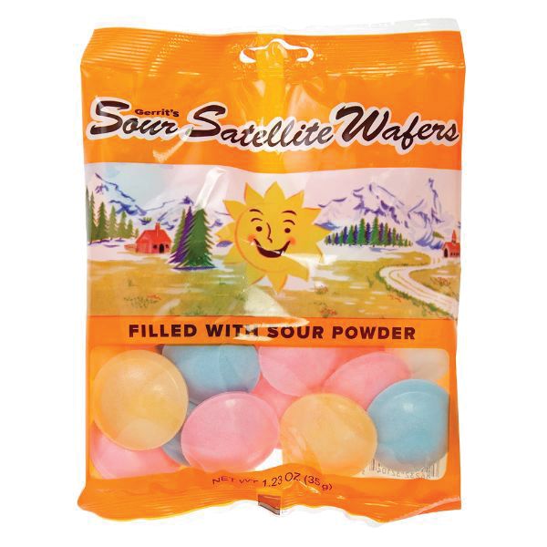 Satellite Wafers Sour Powder Filled Candy Peg Bags