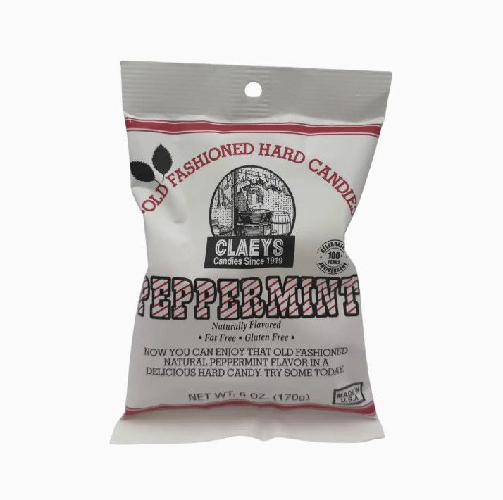 Claeys Old Fashioned Hard Candy Natural Peppermint Drops 6oz Bag