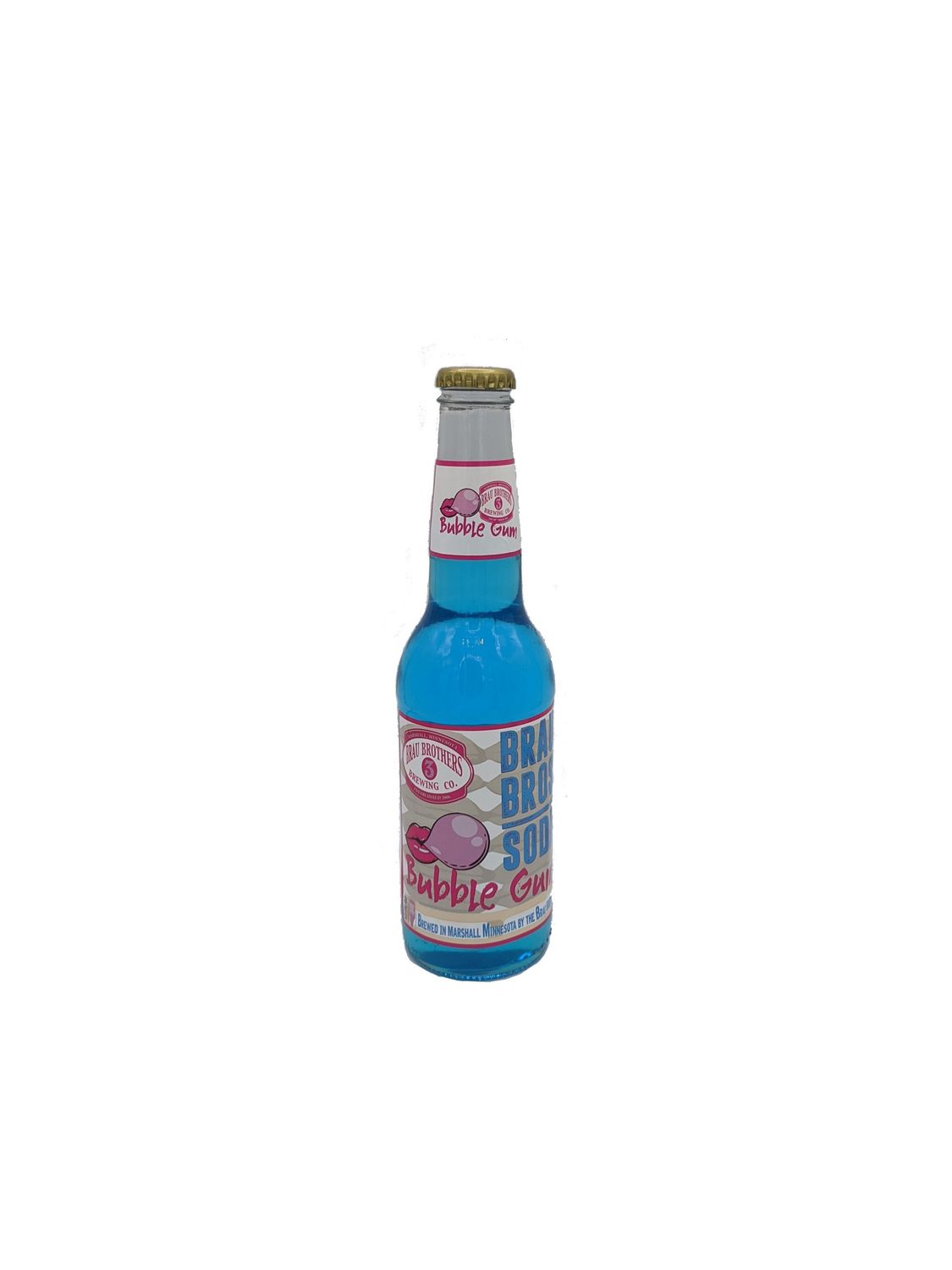 Brau Brothers Bubble Gum Soda, Glass Bottles