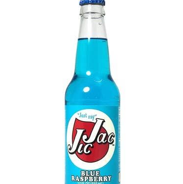 Jic Jac Blue Raspberry Soda, 12oz Glass Bottle