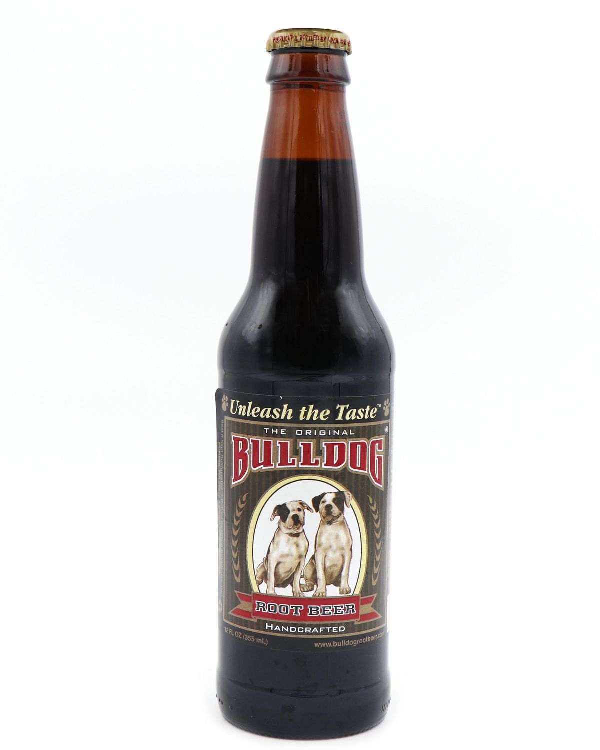 Bulldog Root Beer Soda, 12oz Glass Bottle