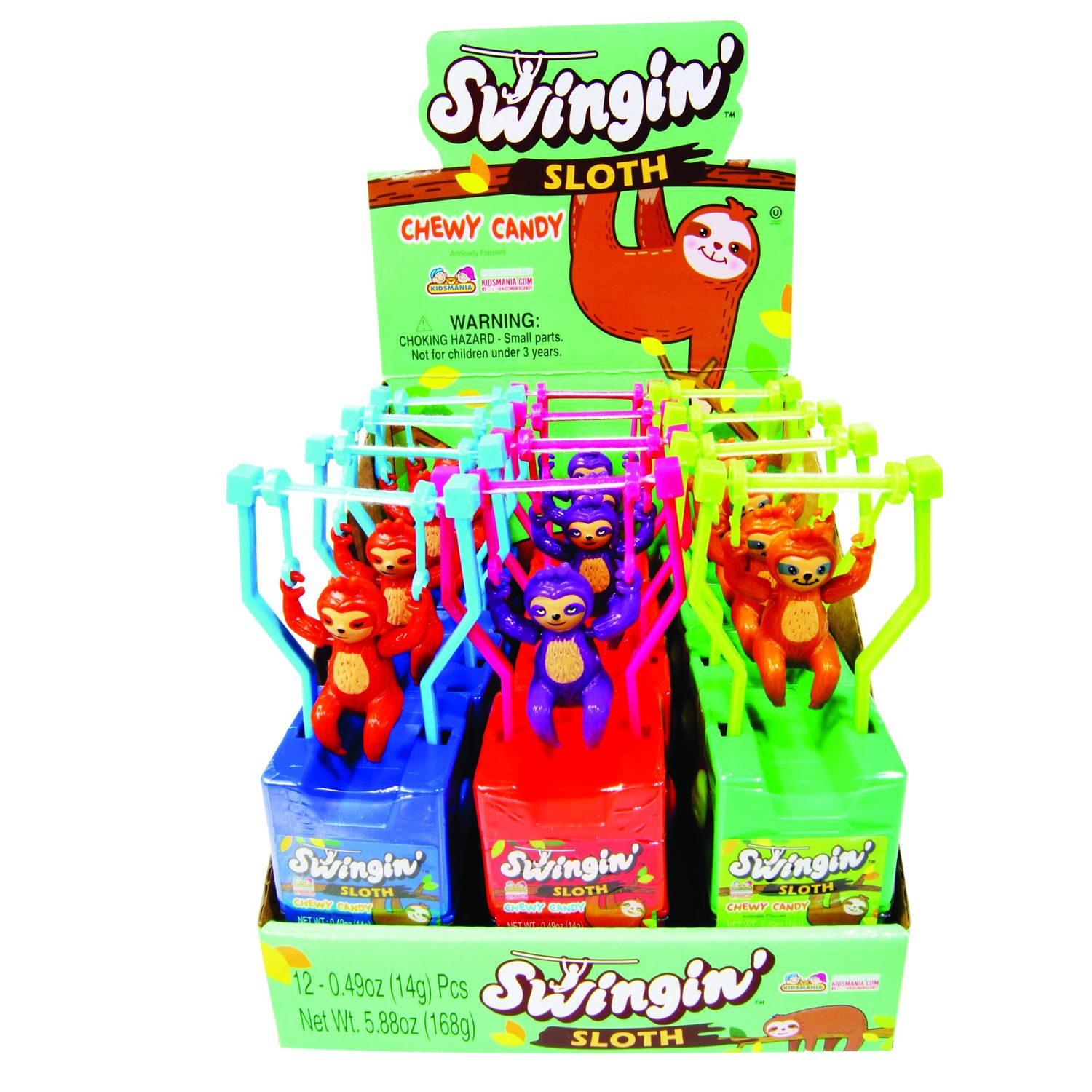 Kidsmania Swingin' Sloth Chewy Candy Dispenser, 0.49oz