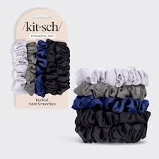 Satin Petite Scrunchies 5pc Set- Midnight | KITSCH