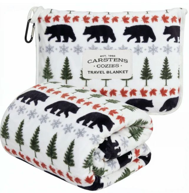 Evergreen Bear Travel Blanket