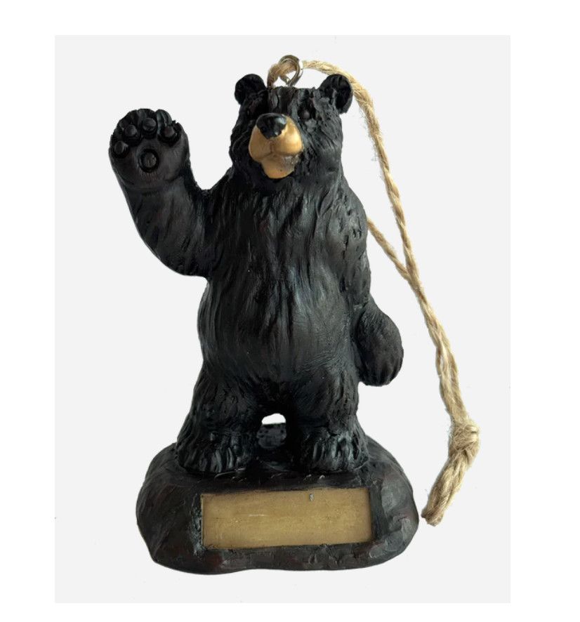 Waving Bear Figurine Hanging Ornament Name Drop