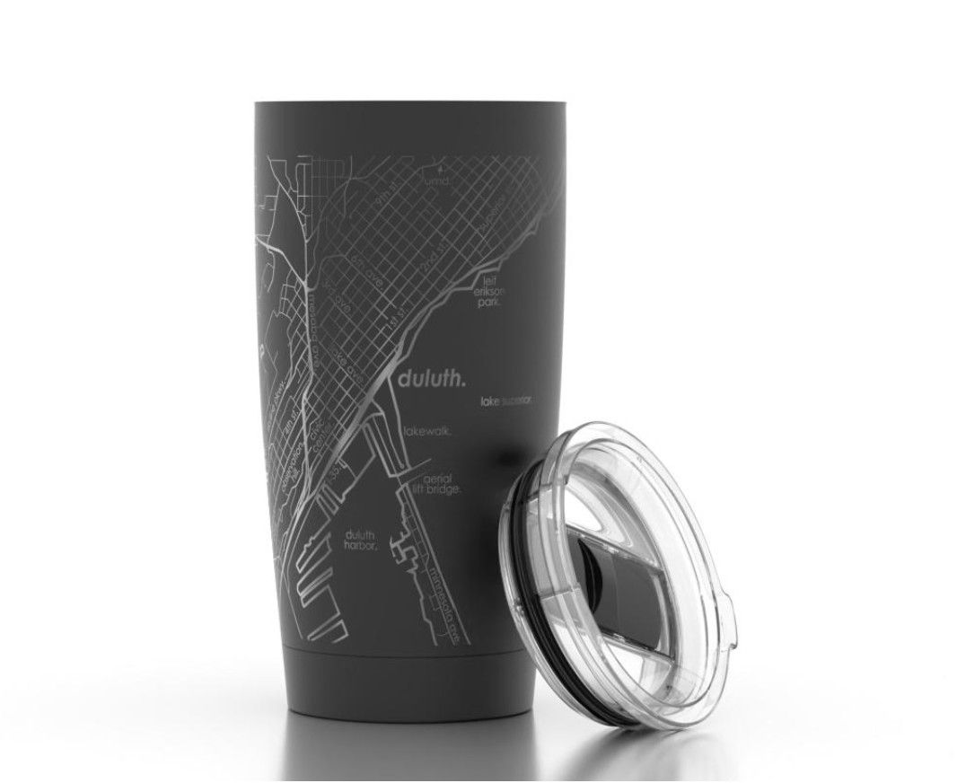 Home Town Map 20 oz Insulated Pint Tumbler - Black - Duluth, MN