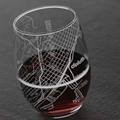 Home Town Map Stemless Wine Glass - Duluth, MN