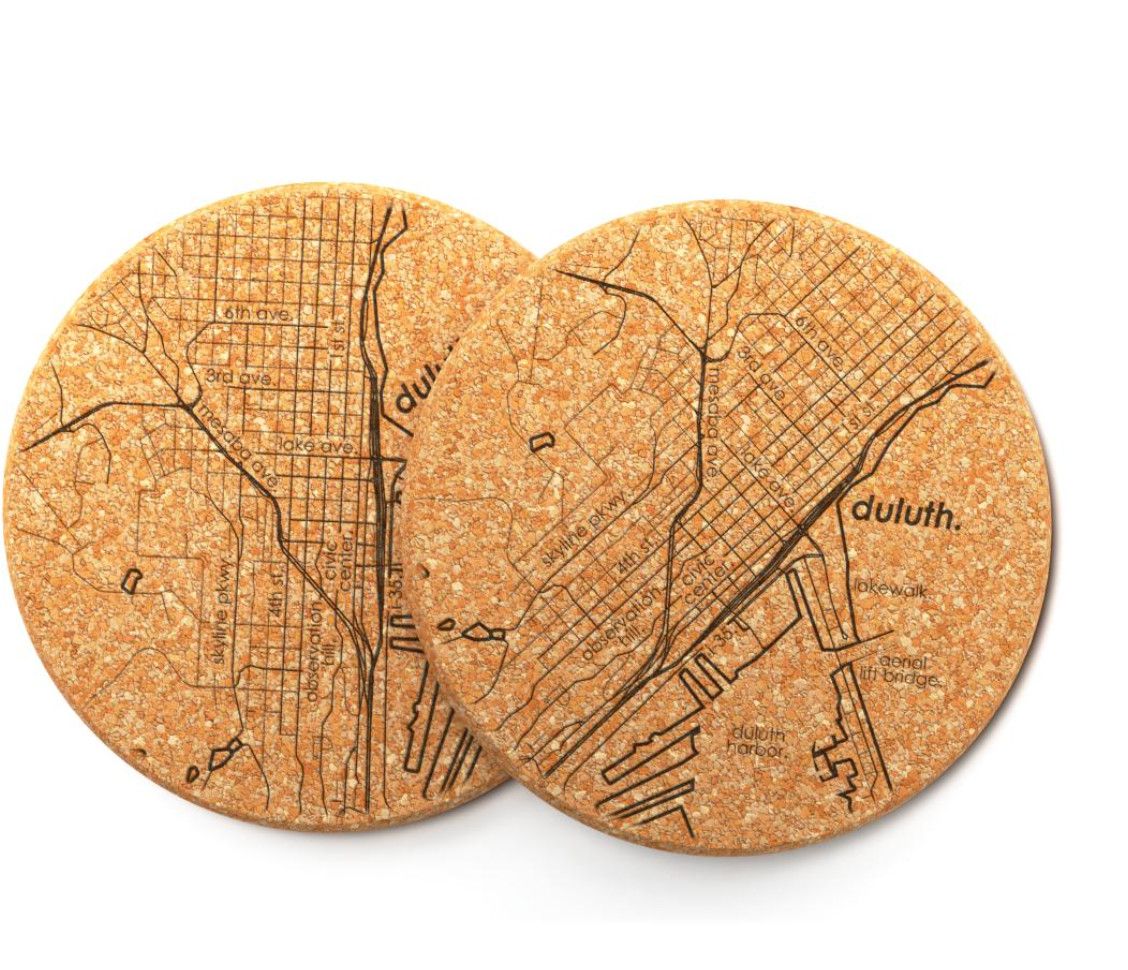 Home Town Map Cork Coaster - Duluth, MN