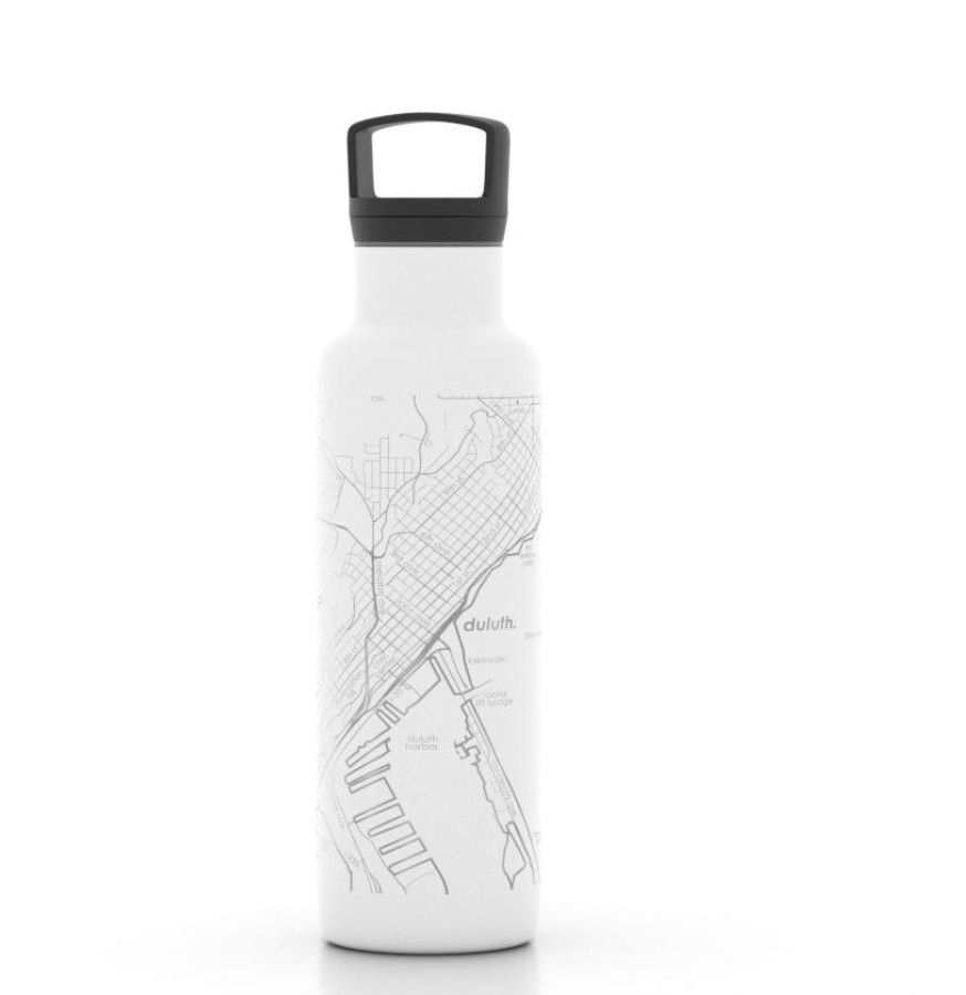 Home Town Map 21 oz Insulated Hydration Bottle - White - Duluth, MN