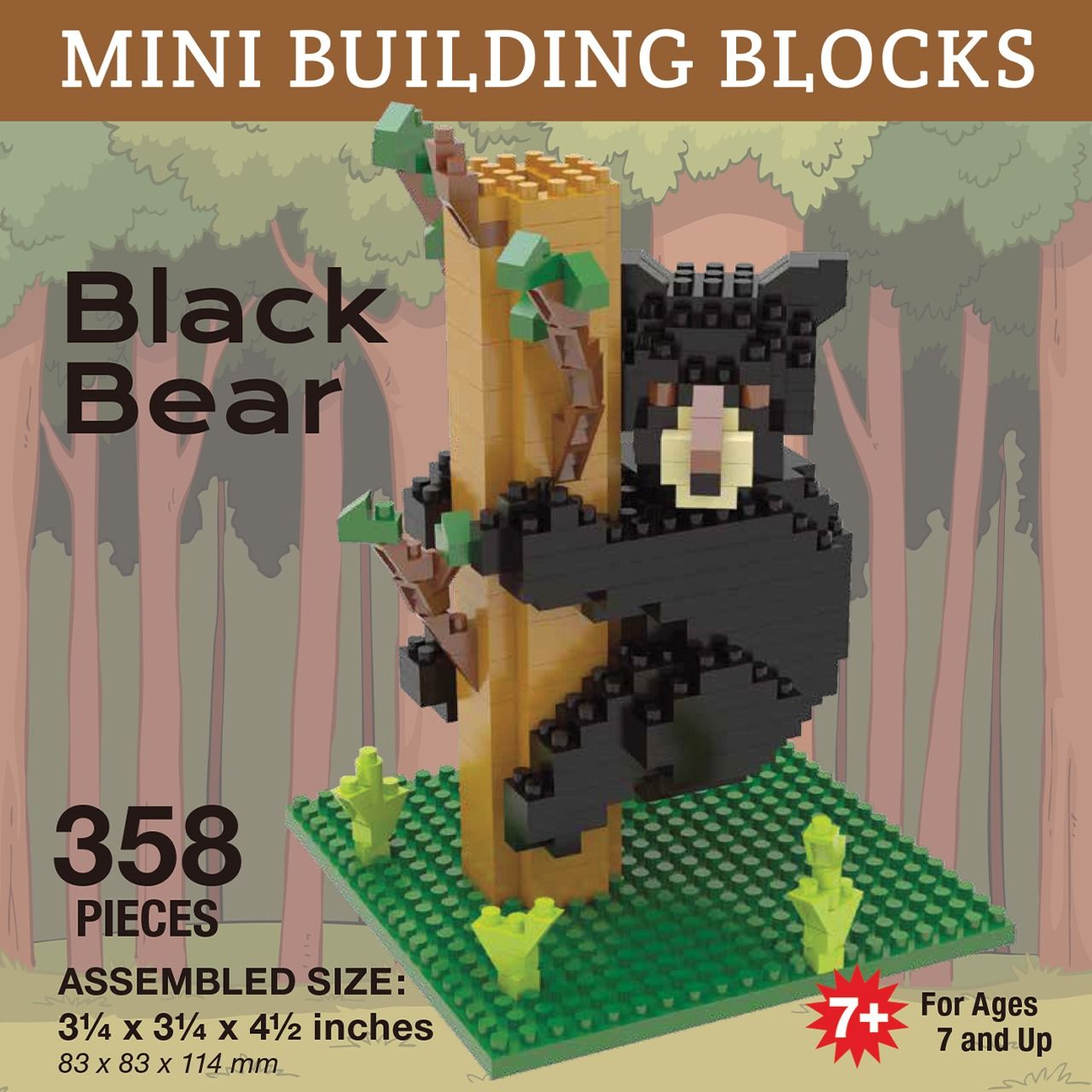 Mini Building Blocks Med Black Bear Cub