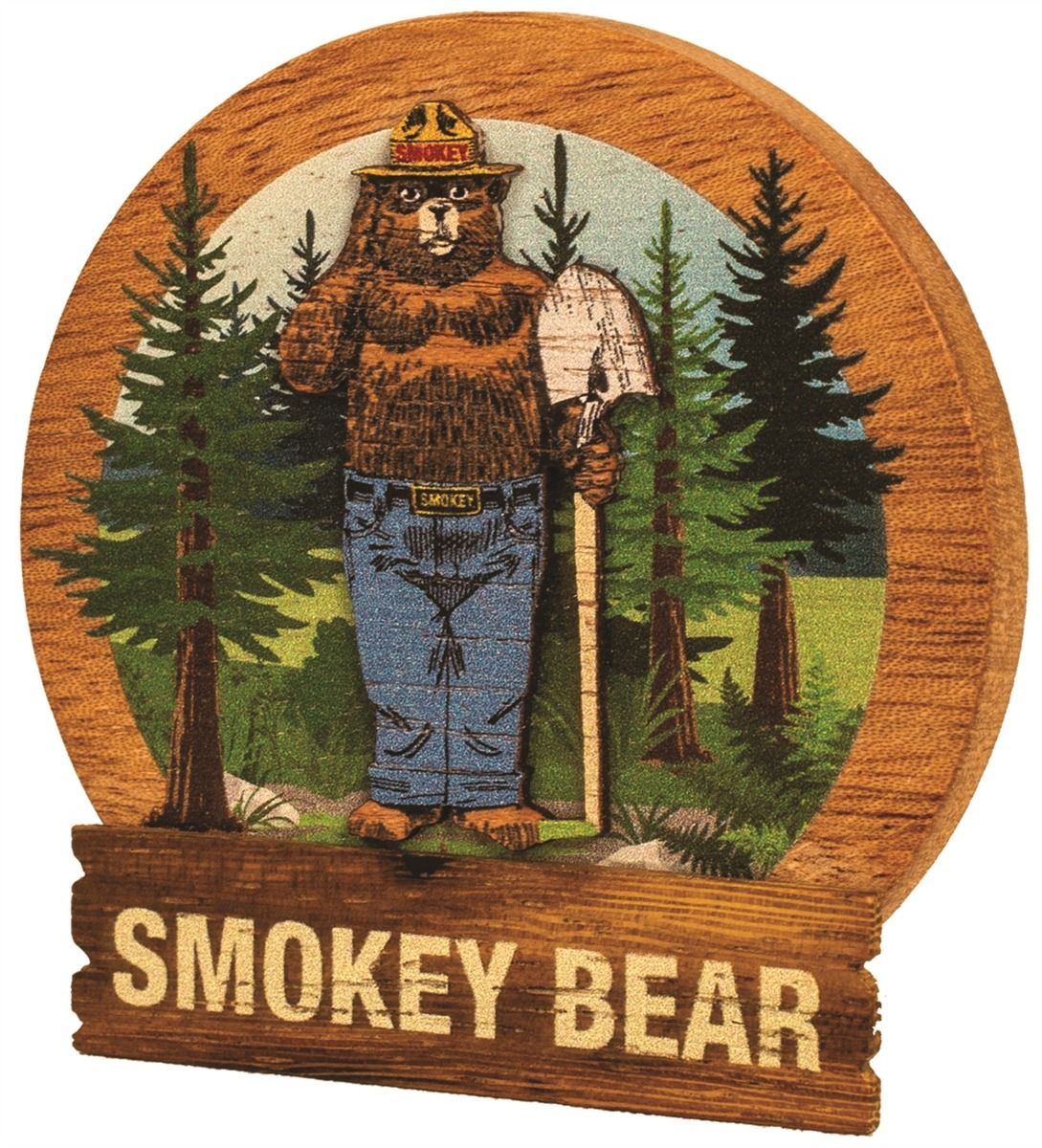 Round Wood Die Magnet Smokey Bear MAG 2636