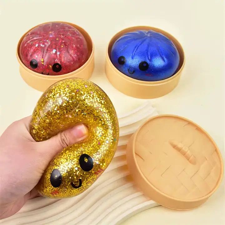 Squishy Bun Mystery Blind Pack – Assorted Kawaii Stress Toys - Glitter Blind Pack
