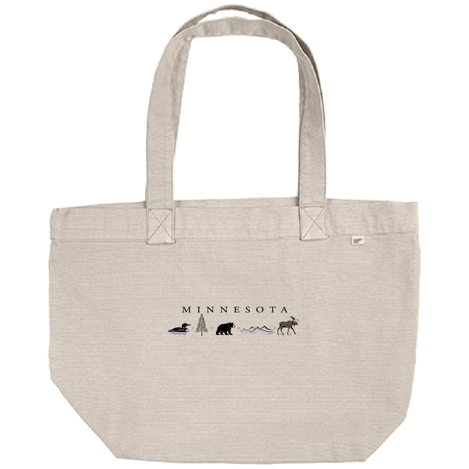 Wildlife Strip Embroidered Tote - Natural
