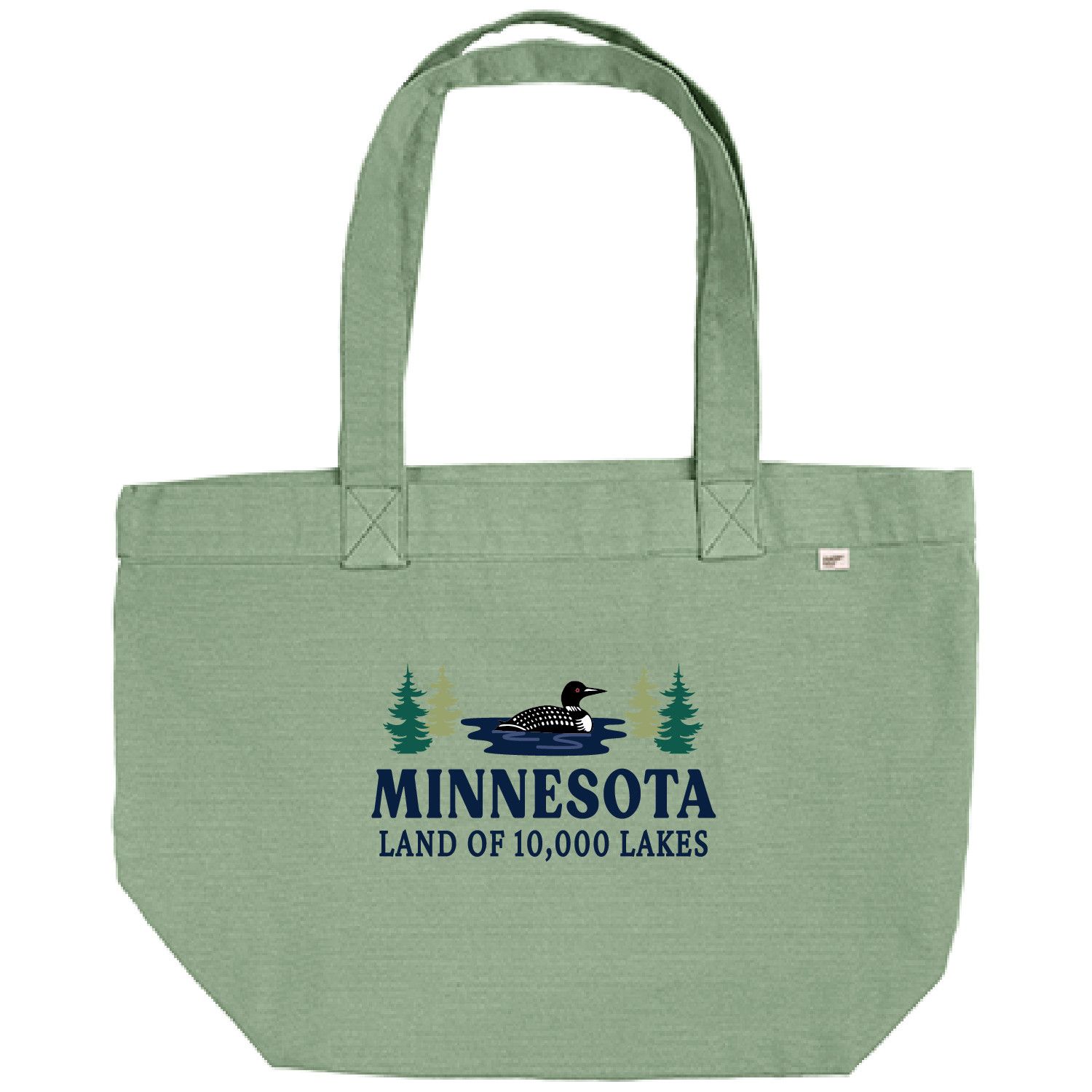 Minnesota Moonlit Treeline Embroidered Tote -  Agave