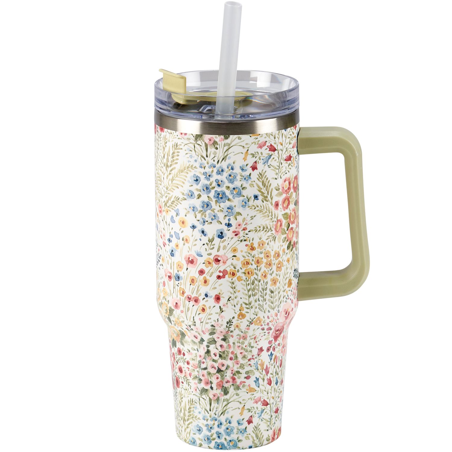 Green Floral Mix Large Travel Mug | Primitives by Kathy