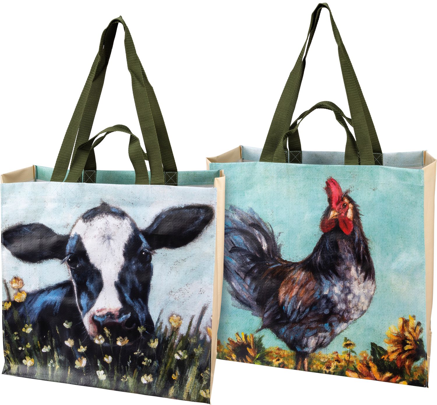 Market Tote - Rooster And Cow | Primitives by Kathy