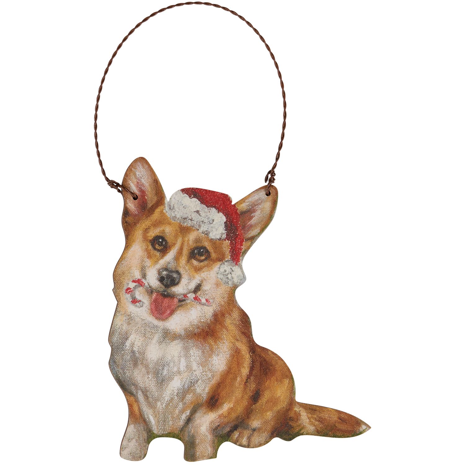 Xmas Orn - Corgi Candy Cane | Primitives by Kathy