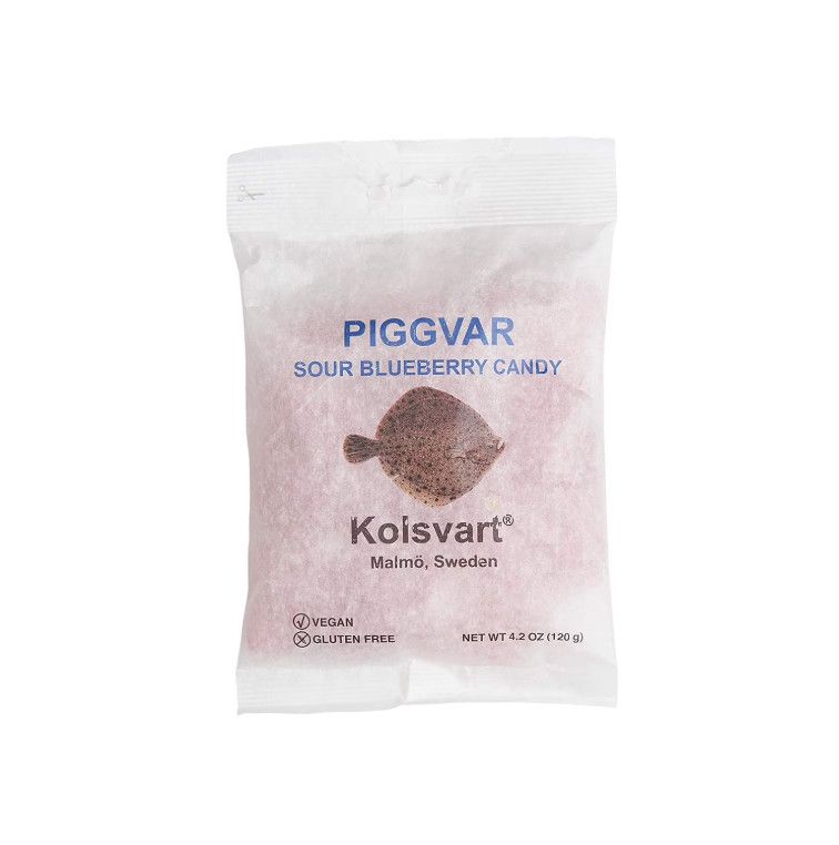 KOLSVART Piggvaren Sour Blueberry candy fish, 4.2 oz