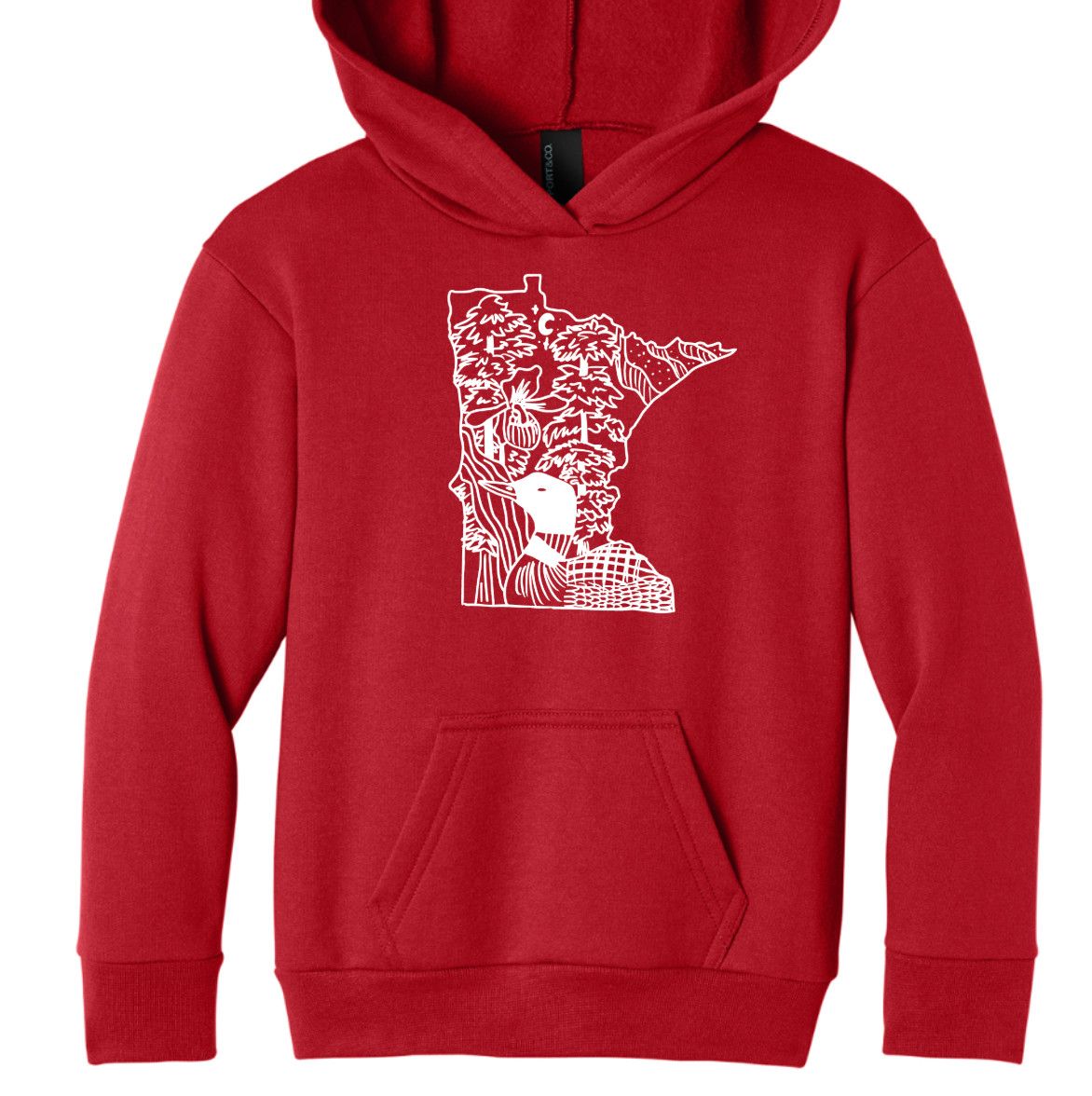 Youth - Minnesota State Shape Nature Scene Hoodie