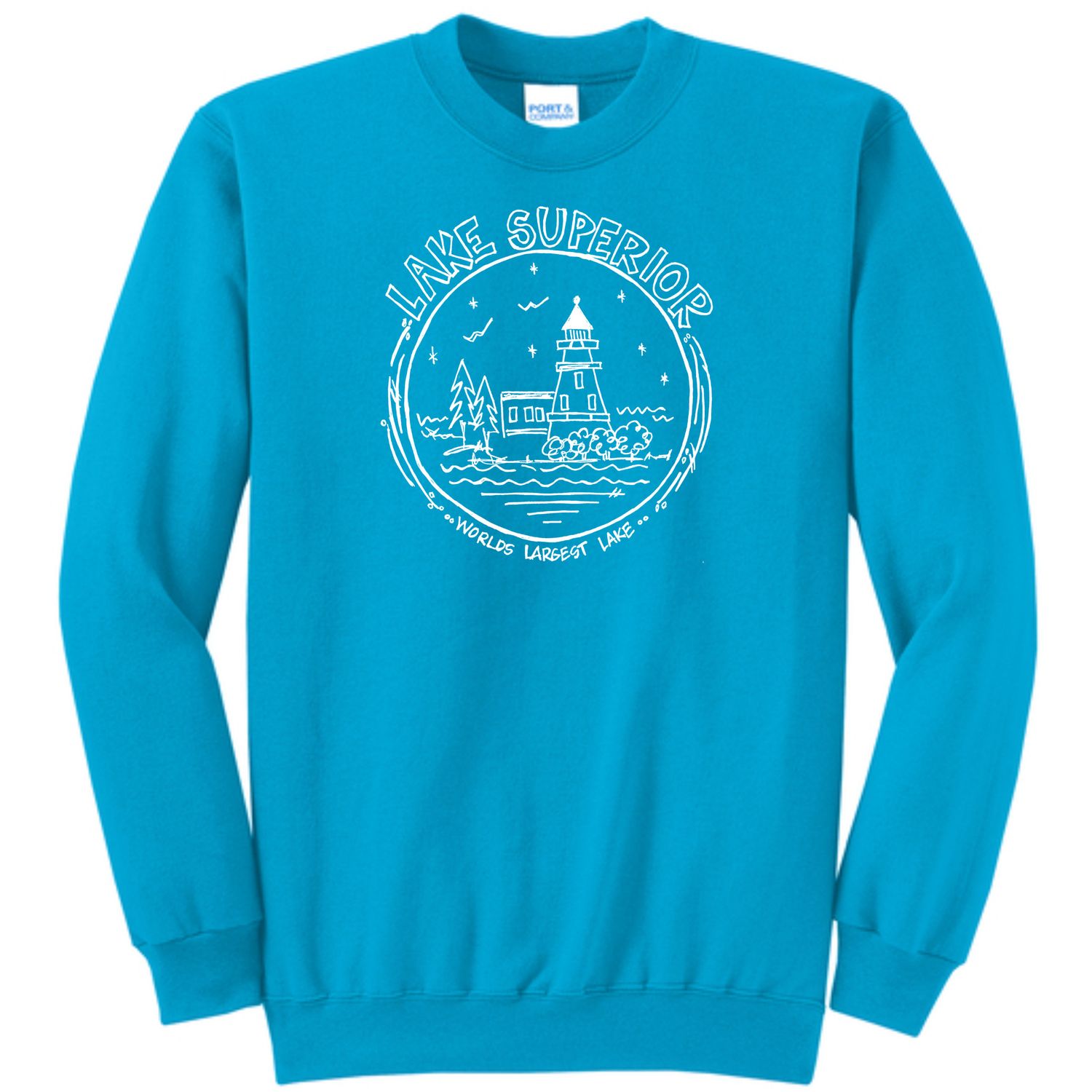 Lake Superior Lighthouse Circle Crewneck (Blue Jean)