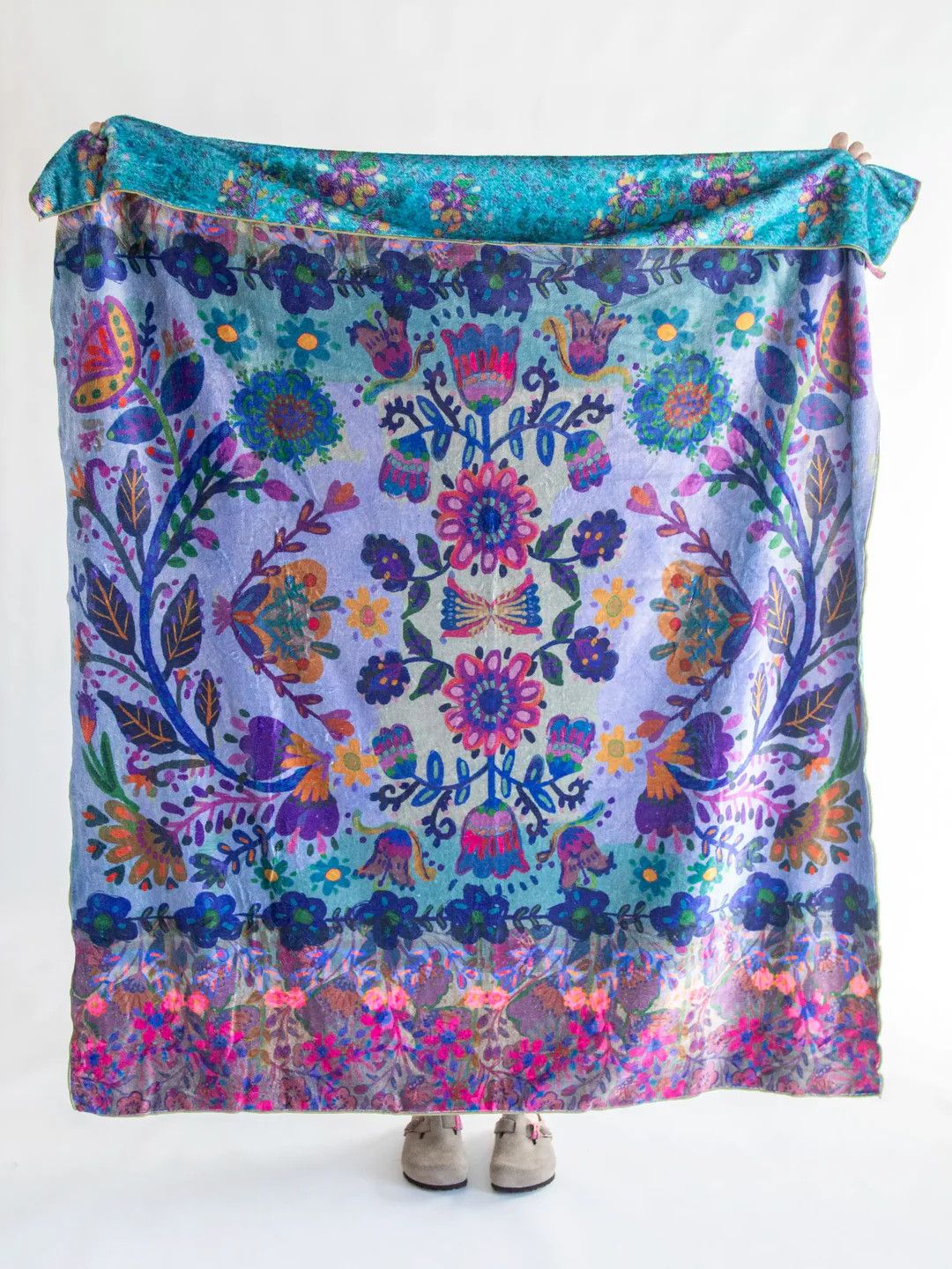 Double-Sided Cozy Throw Blanket - Border Folk Garden | Natural Life