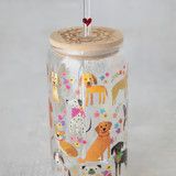 Glass Tumbler With Lid &amp; Straw - Dog