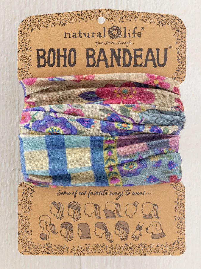 Full Boho Bandeau® Headband - Gingham Floral Patchwork