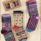 Boxed Boho Sock Set, Set of 3 - Purple Coffee Cups | Natural Life