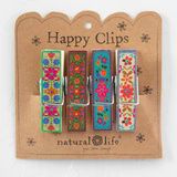 Happy Clips, Set of 4 - Multicolored Floral