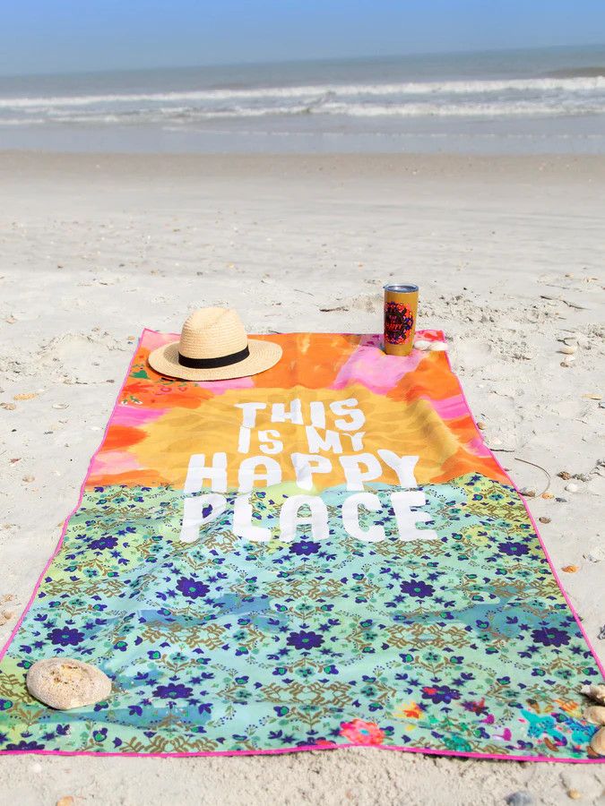 Double-Sided Microfiber Beach Towel - Happy Place | Natural Life
