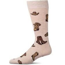 Cowboy Boots Men's Bamboo Crew | Ivory Heather | 10-13