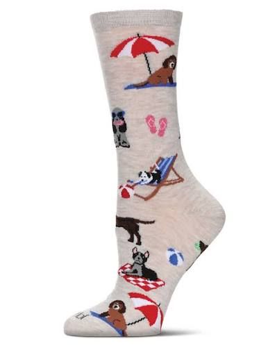 Dogs On Beach Bamboo Crew | Ivory Heather | 9-11