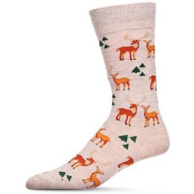 Oh Deer Bamboo Men's Crew | Oatmeal Heather | 10-13
